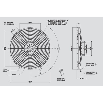 Ανεμιστήρας 330mm 12V βαρέως τ. Spal Ωθήσεως VA13-AP70/LL-35S Κλιματισμός Αυτοκινήτου - AutoFreeze