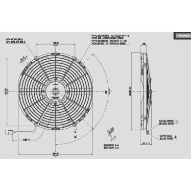 Ανεμιστήρας 330mm 12V Spal Αναρροφήσεως VA13-AP9/C-35A Κλιματισμός Αυτοκινήτου - AutoFreeze