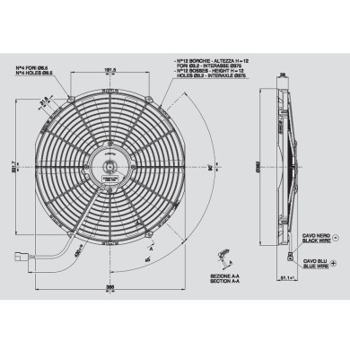 Ανεμιστήρας 350mm 12V Spal Αναρροφήσεως VA08-AP10/C-23A Κλιματισμός Αυτοκινήτου - AutoFreeze