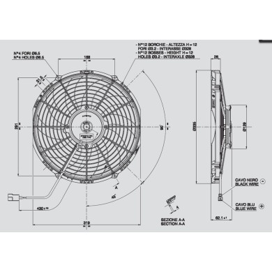 Ανεμιστήρας 305mm 12V ενισχ.Spal Ωθήσεως VA10-AP50/C-61S Κλιματισμός Αυτοκινήτου - AutoFreeze