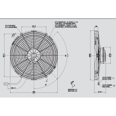Ανεμιστήρας 350mm 12V βαρέως τ. Spal Ωθήσεως VA08-AP71/LL-53S Κλιματισμός Αυτοκινήτου - AutoFreeze